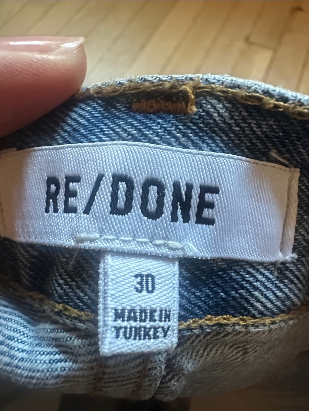 Re/Done Distressed Blue Denim Cutoff Shorts - Picture 5 of 5